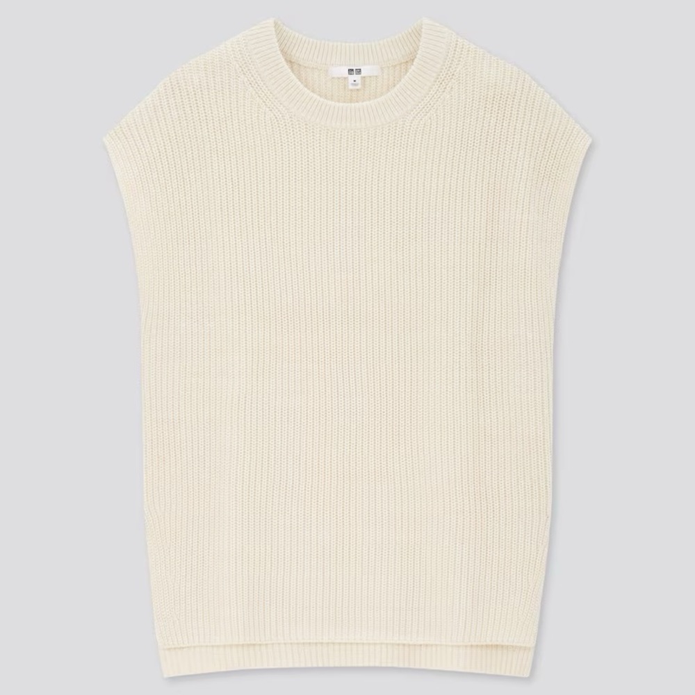 Uniqlo Cotton Blend Side Slit Vest - XS in Cream